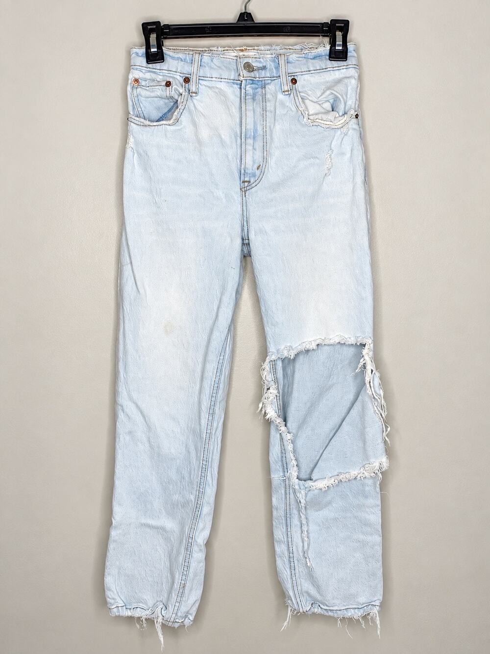 Abercrombie & Fitch 90s Straight Ultra High Rise Distressed Jeans 26 2S AS IS
